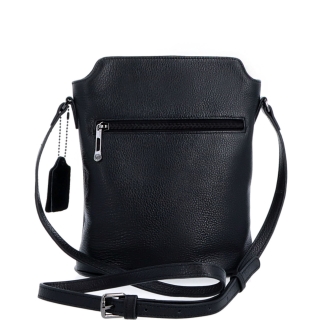 Malá crossbody kabelka ze strukturované kůže Noelia Bolger materiál kůže zapínání na zip barva černá velikost malá NB 3009 C Zezadu