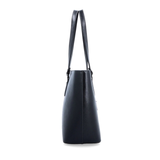 Prostorná shopper kabelka s čistým designem LeSands materiál syntetická kůže zapínání na zip barva černá velikost velká 7719 C Z boku