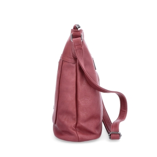 Crossbody kabelka s přední a zadní kapsou Tangerin materiál syntetická kůže zapínání na zip barva vínová velikost střední 8036 BO Z boku