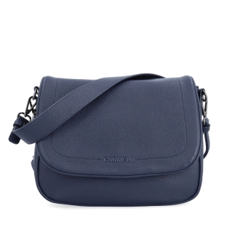 Dámská crossbody kabelka s jemnou strukturou Carmelo materiál syntetická kůže zapínání s klopou barva modrá velikost střední 4361 TM Zepředu