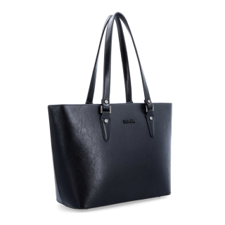 Prostorná shopper kabelka s čistým designem LeSands materiál syntetická kůže zapínání na zip barva černá velikost velká 7719 C