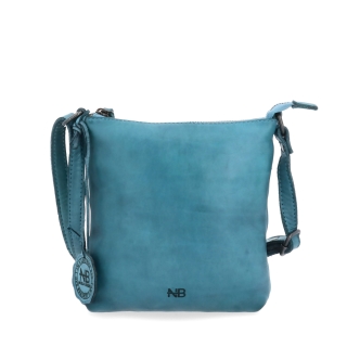 Elegantní kožená crossbody kabelka Noelia Bolger materiál kůže zapínání na zip barva tyrkysová velikost malá NB 2415 TYR Zepředu
