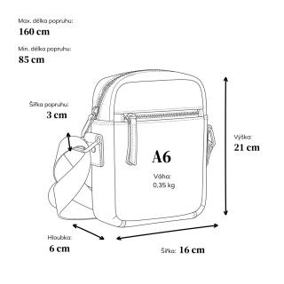 Malá kožená taška Poyem materiál kůže zapínání na zip barva koňaková velikost malá 2214 Poyem KO Rozměry