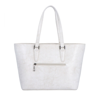 Shopper kabelka přes rameno Noelia Bolger materiál kůže zapínání na zip barva bílá velikost velká NB 0047 OW Zezadu