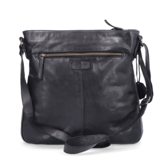 Kožená crossbody kabelka s prošíváním Noelia Bolger materiál kůže zapínání na zip barva černá velikost střední NB 2002 C Zezadu