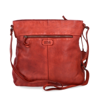 Kožená crossbody kabelka s prošíváním Noelia Bolger materiál kůže zapínání na zip barva červená velikost střední NB 2002 CV Zezadu