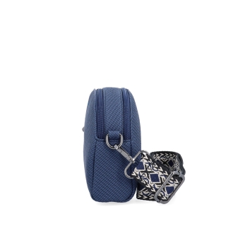Stylová crossbody kabelka s texturovaným povrchem Tangerin materiál syntetická kůže zapínání na zip barva modrá velikost malá 4365 M Z boku