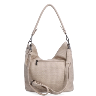Originální hobo bag Carmelo materiál syntetická kůže zapínání na zip barva béžová velikost střední 4304 BE Zezadu