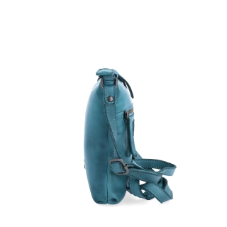 Elegantní kožená crossbody kabelka Noelia Bolger materiál kůže zapínání na zip barva tyrkysová velikost malá NB 2415 TYR Z boku