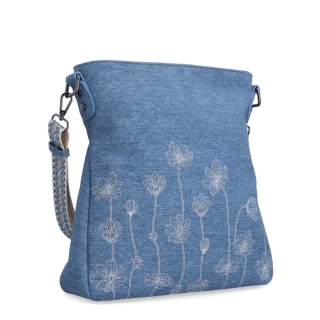 Prostorná crossbody kabelka s odnímatelným popruhem Indee materiál syntetická kůže zapínání na zip barva modrá velikost střední 6336 M