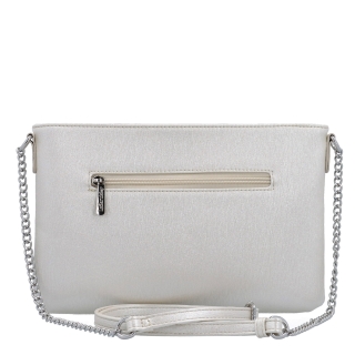 Elegantní crossbody kabelka s jemným leskem Le Sands materiál syntetická kůže zapínání na zip barva béžová velikost malá 4608 PRL Zezadu