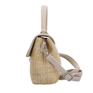 Elegantní straw kabelka do ruky i crossbody Le Sands materiál syntetická kůže zapínání na zámeček barva béžová velikost malá 4615 BE Z boku