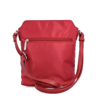 Praktická crossbody kabelka s extra kapsou Carmelo materiál nylon zapínání na zip barva červená velikost malá 6607 CV Zezadu