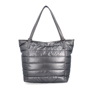 Shopperka přes rameno z nadýchaného materiálu Carmelo materiál nylon zapínání na zip barva metalická velikost velká 4385 TI Zepředu