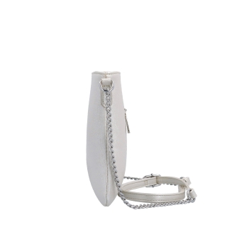 Elegantní crossbody kabelka s jemným leskem Le Sands materiál syntetická kůže zapínání na zip barva béžová velikost malá 4608 PRL Z boku