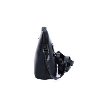 Luxusní malá kožená crossbody kabelka Noelia Bolger materiál kůže zapínání na zip barva černá velikost malá NB 0080 C Z boku
