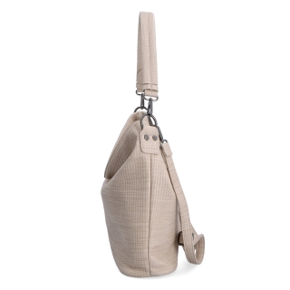 Originální hobo bag Carmelo materiál syntetická kůže zapínání na zip barva béžová velikost střední 4304 BE Z boku
