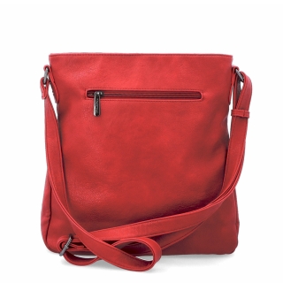 Crossbody kabelka s jednoduchým prošíváním Tangerin materiál syntetická kůže zapínání na zip barva červená velikost střední 8003 CV Zezadu