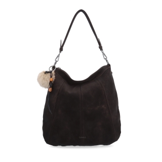 Praktická kabelka přes rameno i crossbody s prošitím Carmelo materiál syntetická kůže zapínání na zip barva hnědá velikost střední 4656 TH Zepředu