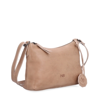 Praktická kožená crossbody na každý den Noelia Bolger materiál kůže zapínání na zip barva béžová velikost malá NB 2406 BE
