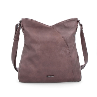 Asymetrická crossbody kabelka s prošíváním Tangerin materiál syntetická kůže zapínání na zip barva hnědá velikost střední 8023 TH Zepředu