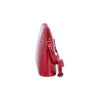 Elegantní kožená crossbody k šatům i saku Noelia Bolger materiál kůže zapínání na zip barva červená velikost malá NB 0078 TCV Z boku