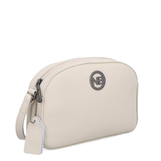 Malá kožená crossbody kabelka s kapsou na zip Noelia Bolger materiál kůže zapínání na zip barva béžová velikost malá NB 3013 K