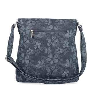 Crossbody kabelka s jemným květinovým vzorem Carmelo materiál syntetická kůže zapínání na zip barva černá velikost střední 4601 C Zezadu