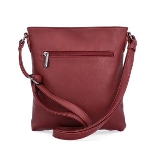 Malá sportovní crossbody kabelka Tangerin materiál syntetická kůže zapínání na zip barva vínová velikost malá 8011 BO Zezadu