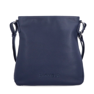 Designová crossbody kabelka Carmelo materiál syntetická kůže zapínání na zip barva modrá velikost střední 4271 TM Zepředu