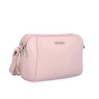 Menší crossbody kabelka se dvěma kapsami Le Sands materiál syntetická kůže zapínání na zip barva růžová velikost malá 7716 R