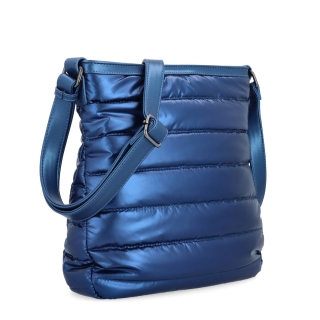 Moderní dámská kabelka z nadýchaného nylonu Carmelo materiál nylon zapínání na zip barva modrá velikost střední 4382 M