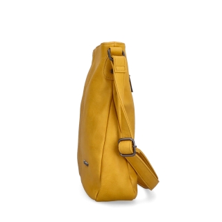 Crossbody kabelka s jednoduchým prošíváním Tangerin materiál syntetická kůže zapínání na zip barva žlutá velikost střední 8003 ZLU Z boku