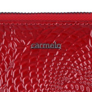 Elegantní dámská lakovaná peněženka Carmelo materiál kůže zapínání na zip barva červená velikost velká 2102 Z CV Logo