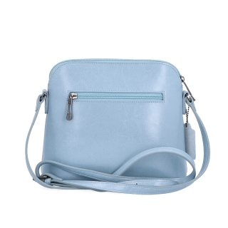 Elegantní kožená crossbody k šatům i saku Noelia Bolger materiál kůže zapínání na zip barva modrá velikost malá NB 0078 SM Zezadu