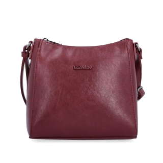 Minimalistická crossbody kabelka do města Le Sands materiál syntetická kůže zapínání na zip barva vínová velikost malá 7706 BO Zepředu