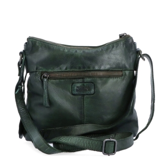 Kožená crossbody kabelka s moderním designem Noelia Bolger materiál kůže zapínání na zip barva zelená velikost malá NB 2400 ZE Zezadu