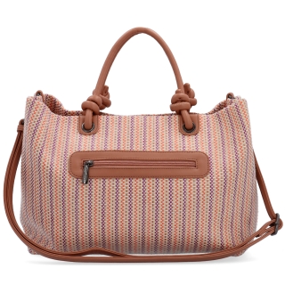 Prostorná shopper kabelka s originálními uchy Le Sands materiál syntetická kůže zapínání na zip barva oranžová velikost velká 4613 O Zezadu