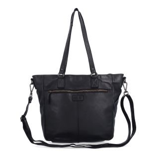 Prostorná shopper kabelka z pravé kůže Noelia Bolger materiál kůže zapínání na zip barva černá velikost střední NB 2427 C Zezadu