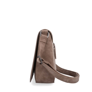Elegantní crossbody kabelka s klopou Tangerin materiál syntetická kůže zapínání na zip barva hnědá velikost střední 1115 H Z boku