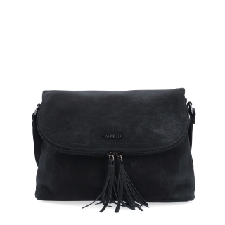 Stylová crossbody kabelka s praktickou klopou Carmelo materiál syntetická kůže zapínání na zip barva černá velikost malá 4661 C Zepředu