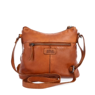 Kožená crossbody kabelka s moderním designem Noelia Bolger materiál kůže zapínání na zip barva koňaková velikost malá NB 2400 KO Zezadu