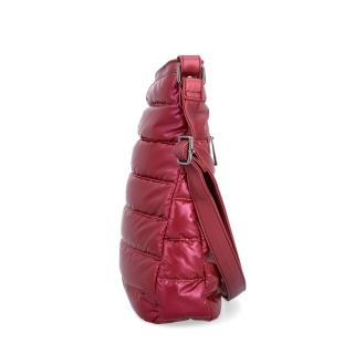 Moderní dámská kabelka z nadýchaného nylonu Carmelo materiál nylon zapínání na zip barva vínová velikost střední 4382 BO Z boku