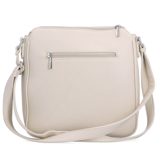 Střední crossbody kabelka s přední kapsou na cvoček Carmelo materiál syntetická kůže zapínání na zip barva béžová velikost střední 4331 BE Zezadu