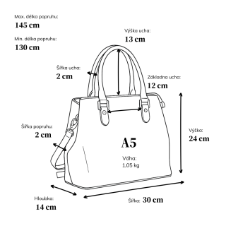 Kožená kabelka do práce i na schůzky Noelia Bolger materiál kůže zapínání na zip barva bílá velikost střední NB 0113 OW Rozměry