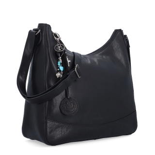 Kožená crossbody kabelka s moderním přívěskem Noelia Bolger materiál kůže zapínání na zip barva černá velikost střední NB 3106 C