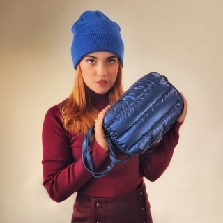Stylová dámská kabelka s prošíváním Carmelo materiál nylon zapínání na zip barva modrá velikost malá 4386 M Lifestyle