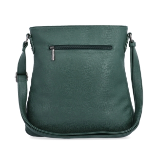 Designová crossbody kabelka Carmelo materiál syntetická kůže zapínání na zip barva zelená velikost střední 4271 TZE Zezadu