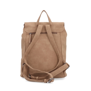 Elegantní městský batoh ze syntetiky Tangerin materiál syntetická kůže zapínání na zip barva béžová velikost střední 1100 MO Zezadu