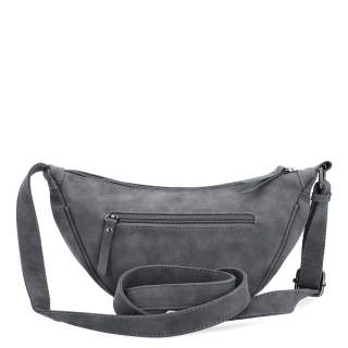 Stylový dámský moonbag ze syntetického materiálu Tangerin materiál syntetická kůže zapínání na zip barva šedá velikost malá 1112 ANT Zezadu